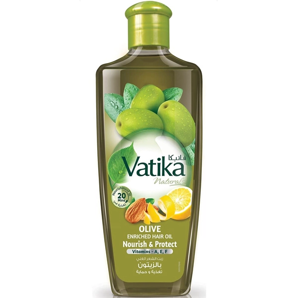 روغن مو زیتون واتیکا اصل تقویت کننده و محافظت کننده موی سر 200 میل | Vatika olive Enriched hair oil hair nourish & protect 200ml